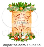 Clipart Of A Merry Christmas Scroll Royalty Free Vector Illustration