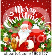 Poster, Art Print Of Merry Christmas Greeting With Santa