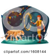 Poster, Art Print Of Performing Tiger Trainer And Ring Of Fire