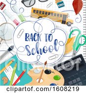 Back To School Design With Supplies On Graph Paper