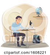 Clipart Of A Male High School Student Studying Royalty Free Vector Illustration