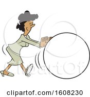 Poster, Art Print Of Cartoon Black Business Woman Getting The Ball Rolling