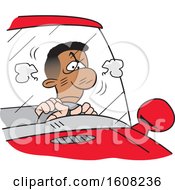 Cartoon Angry White Male Driver Stuck In A Traffic Jam