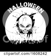 Poster, Art Print Of Halloween Silhouette Background With Skull Cheering Hands And Decorative Text