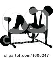 Poster, Art Print Of Silhouetted Woman Working Out On A Bench Press