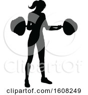 Poster, Art Print Of Silhouetted Woman Working Out With A Barbell