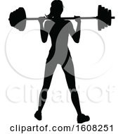 Poster, Art Print Of Silhouetted Woman Working Out With A Barbell