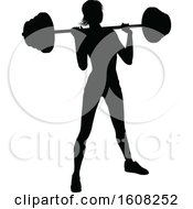 Poster, Art Print Of Silhouetted Woman Working Out With A Barbell