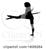 Clipart Of A Silhouetted Sexy Pole Dancer Or Ballerina Woman With A Shadow On A White Background Royalty Free Vector Illustration