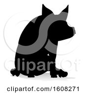 Poster, Art Print Of Silhouetted Pig With A Reflection Or Shadow On A White Background
