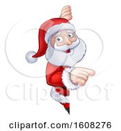 Poster, Art Print Of Christmas Santa Claus Pointing Around A Sign