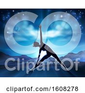 Poster, Art Print Of Silhouetted Woman In A Yoga Or Pilates Position With The Sunrise Behind Her