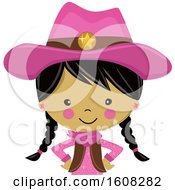 Poster, Art Print Of Happy Asian Cowgirl With Braids And A Pink Outfit From The Belly Up