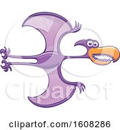 Poster, Art Print Of Cartoon Flying Purple Pterodactylus