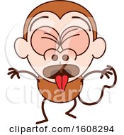 Clipart Of A Cartoon Vomiting Monkey Royalty Free Vector Illustration by Zooco