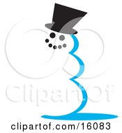 Snowman With Coal Eyes And Mouth Wearing A Hat