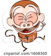 Clipart Of A Cartoon Laughing Monkey Royalty Free Vector Illustration