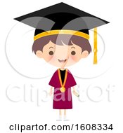 Poster, Art Print Of Happy Graduate Kid Wearing A Mortar Board And Gown