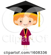 Poster, Art Print Of Happy White Girl Graduate Wearing A Mortar Board And Gown