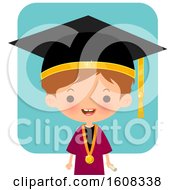 Poster, Art Print Of Happy White Graduate Over Blue