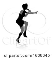 Poster, Art Print Of Silhouetted Female Singer With A Reflection Or Shadow On A White Background