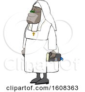 Clipart Of A Cartoon Black Nun Carrying A Bible And Wearing A Cross Around Her Neck Royalty Free Vector Illustration