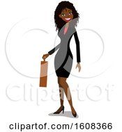 Happy Black Business Woman With An Afro Holding A Briefcase
