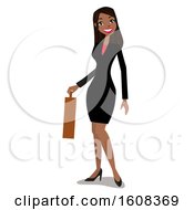 Happy Hispanic Business Woman Holding A Briefcase