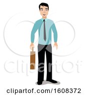 Poster, Art Print Of Happy White Business Man Holding A Briefcase