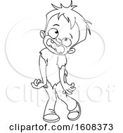 Clipart Of A Black And White Zombie Boy Royalty Free Vector Illustration