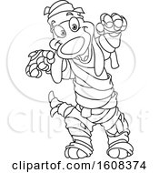 Clipart Of A Black And White Mummy Dog Royalty Free Vector Illustration