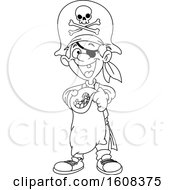 Clipart Of A Black And White Boy In A Pirate Halloween Costume Royalty Free Vector Illustration