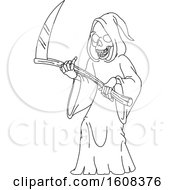 Poster, Art Print Of Black And White Grim Reaper