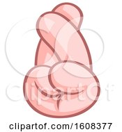 Clipart Of A Caucasian Fingers Crossed Emoji Hand Royalty Free Vector Illustration