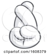 Clipart Of A White Fingers Crossed Emoji Hand Royalty Free Vector Illustration