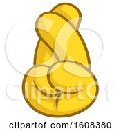 Clipart Of A Yellow Fingers Crossed Emoji Hand Royalty Free Vector Illustration