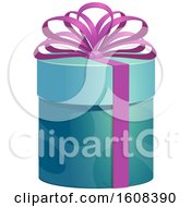 Clipart Of A Round Gift Box With A Bow Royalty Free Vector Illustration