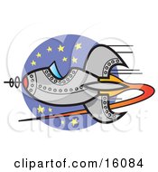 Space Shuttle Flying Past Stars Clipart Illustration