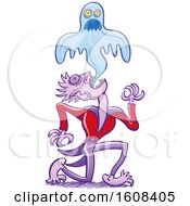 Clipart Of A Cartoon Vampire Expelling A Ghost Royalty Free Vector Illustration by Zooco
