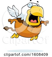 Cartoon Flying Chubby Griffin Mascot Character