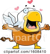 Poster, Art Print Of Cartoon Chubby Griffin Mascot Character With Open Arms