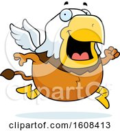 Cartoon Running Chubby Griffin Mascot Character