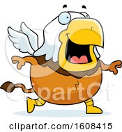 Cartoon Walking Chubby Griffin Mascot Character