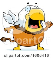 Cartoon Waving Chubby Griffin Mascot Character