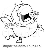 Poster, Art Print Of Cartoon Outlinehappy Dancing Chubby Griffin Mascot Character