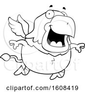 Cartoon Outlineflying Chubby Griffin Mascot Character