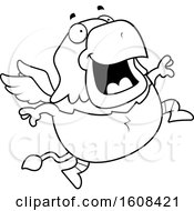 Cartoon Outlinejumping Chubby Griffin Mascot Character