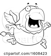 Cartoon Outlinerunning Chubby Griffin Mascot Character