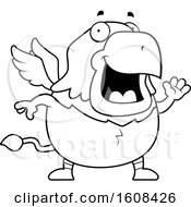 Poster, Art Print Of Cartoon Outlinewaving Chubby Griffin Mascot Character