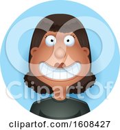 Clipart Of A Happy Black Woman Grinning In A Blue Circle Royalty Free Vector Illustration